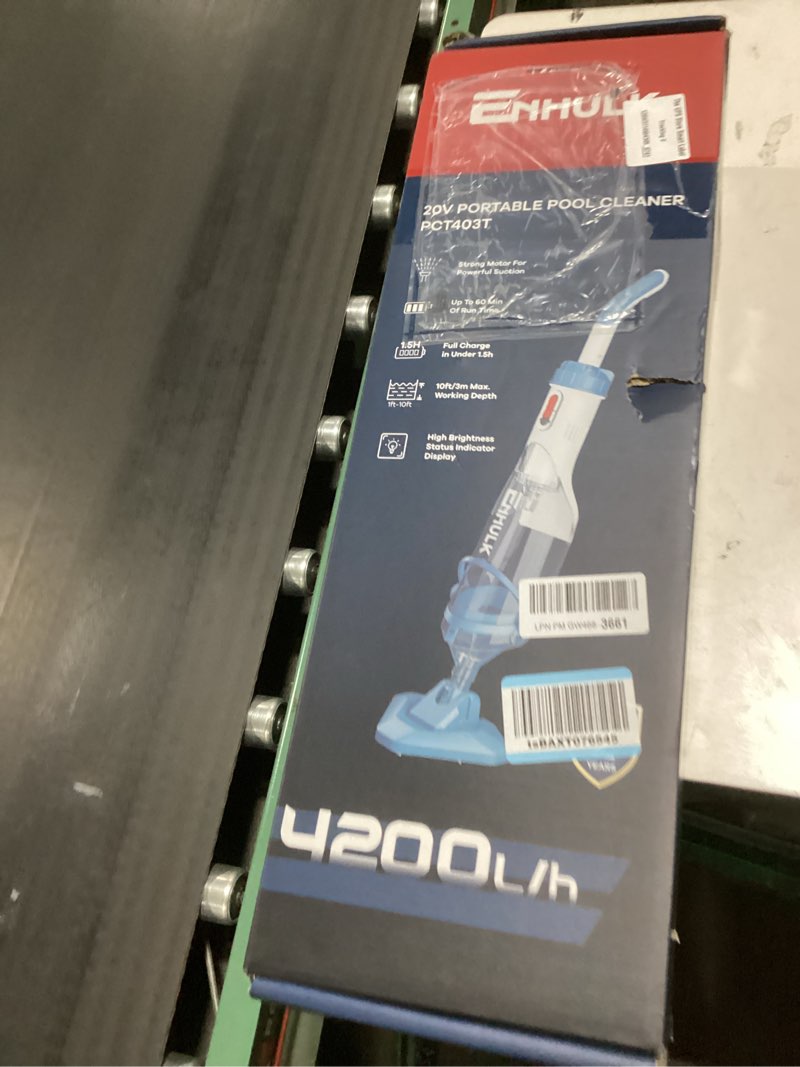 Condition photo showing Good Condition for enhulk pool vacuum for above ground pool with a telescopic pole, running time up to 1h, t403 handheld rechargeable pool cleaner with powerful suction up to 18.5 gallons/min, ideal for leaves, debris pc10 pro pink