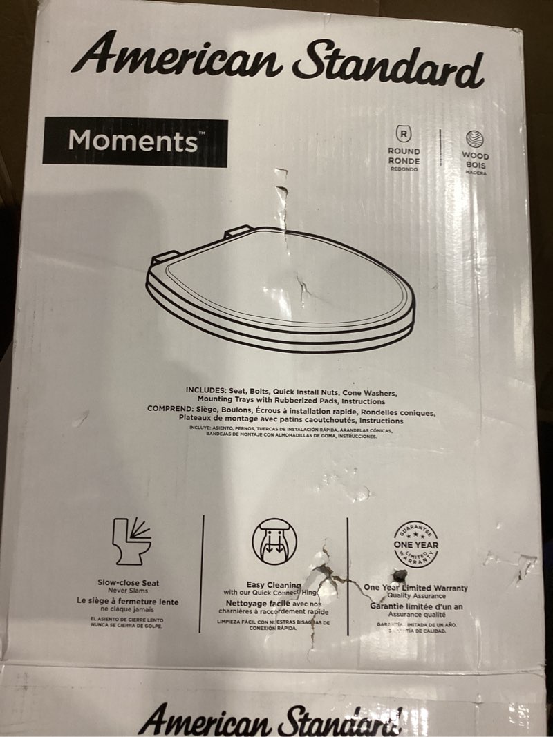 Condition photo showing As Is for American Standard Moments Bathroom Toilet Seat Slow-Close Elongated White 