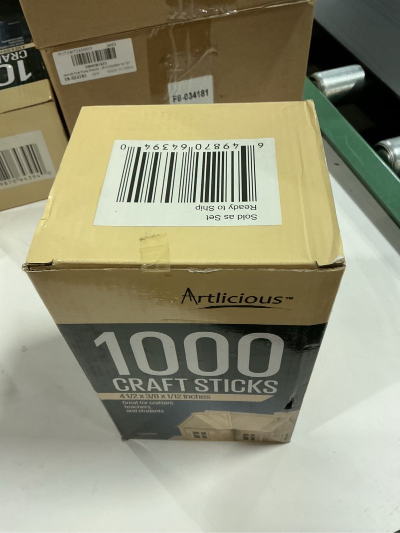 Condition photo showing New/Like New for Artlicious 200 Pcs Wooden Craft Sticks – Food-Grade Popsicle Sticks for Crafts & ice Cream Sticks – Wooden Sticks for Crafts, Wood Craft Sticks, Popsicle Sticks Bulk (Natural, 4" x 0.5" x 4.5") 200 Sticks