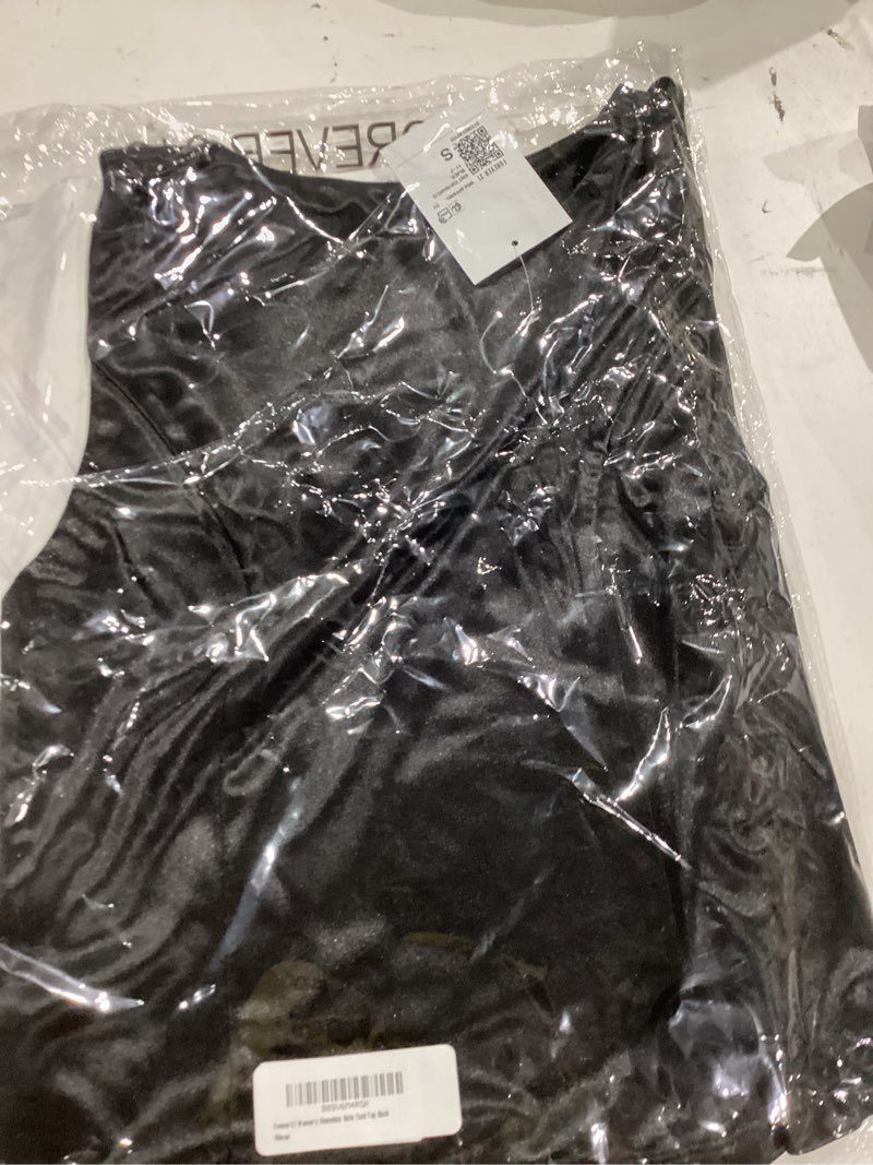 Condition photo showing As Is for Forever 21 Womens Sleeveless Satin Tank Top Small Black