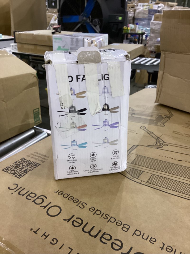 Condition photo showing As Is for Screw in Ceiling Fan Light Bulb, Socket Fan Light with Remote 20" 3000-6000k 40W Black and Wood Grai