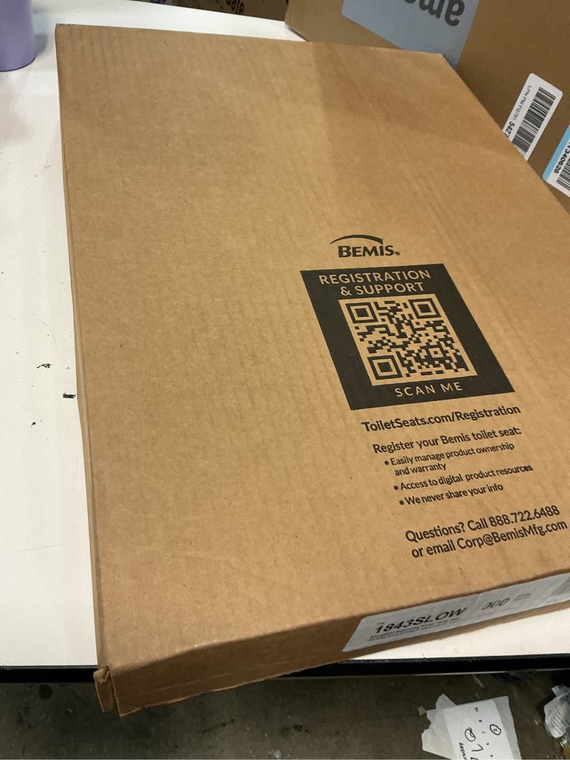 Condition photo showing New/Like New for mayfair linden slow close toilet seat, non slip heavy duty wood, easy install, elongated, white elongated traditional hinge