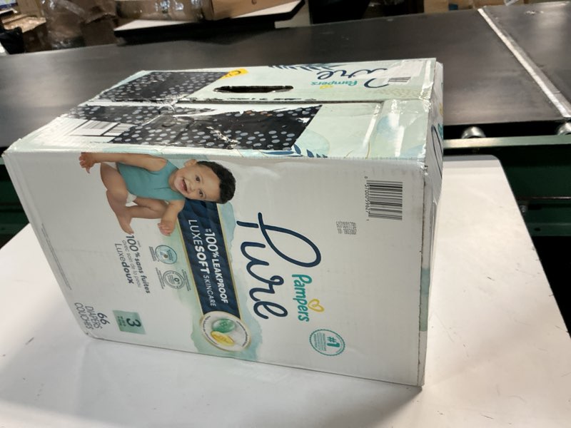 Condition photo showing New/Like New for pampers pure protection baby diapers, size 3 (16-28 lbs), 66 count, up to 100% leakproof, premium plant-based skin protection, hypoallergenic soft diapers size 3 66