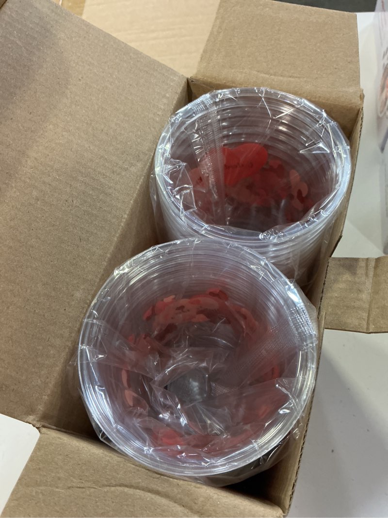 Condition photo showing New/Like New for 50 pcs 12oz valentine's day plastic cups clear disposable cups with pink hearts | valentine party cups, galentine's, party supplies, bulk drinkware