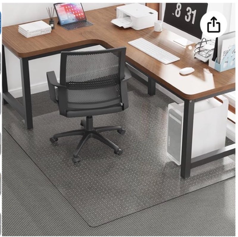50”x 60”Carpet Floor Mat for Office Chair, Clear Desk Chair Floor Mat for Carpet for Medium/Low Pile, HeavyDuty Chair Mats for Carpeted Floors, Studded Desk Mat for Carpets for Homes and Offices