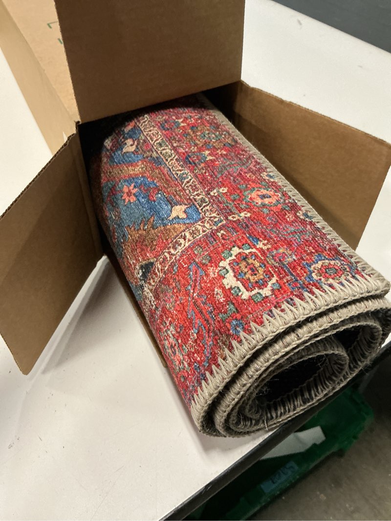 Condition photo showing Good Condition for loloi loren collection lq-10 blue/red 2'-3" x 3'-9" accent rug blue / red 2'3" x 3'9" (rectangular)
