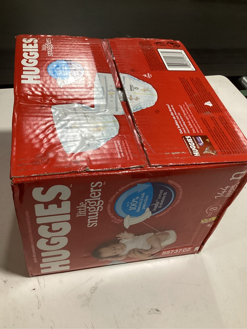 Condition photo showing New/Like New for huggies size newborn diapers, little snugglers baby diapers, size newborn (up to 10 lbs), 144 count, packaging may vary
