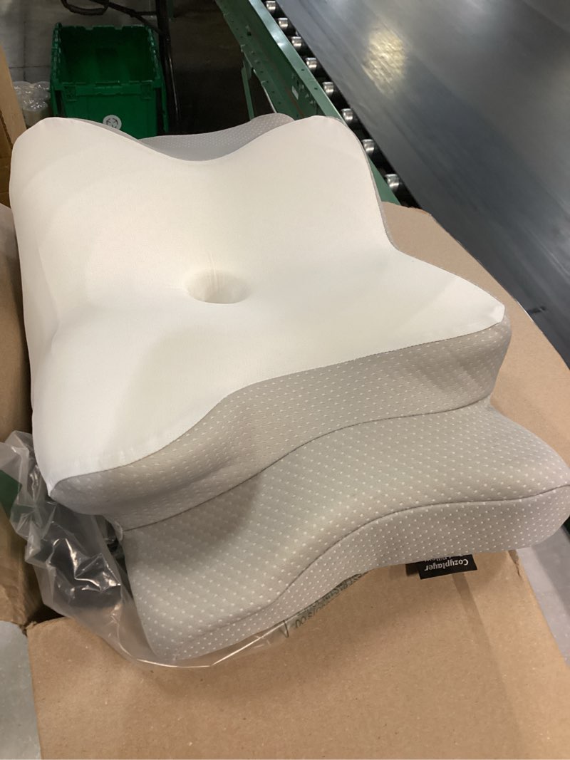 Condition photo showing Good Condition for cozyplayer effective pain relief cervical neck pillow for sleeping, ergonomic cooling side sleeper pillow for neck support, odorless contour memory foam pillows, bed pillow for stomach back sleeper white queen