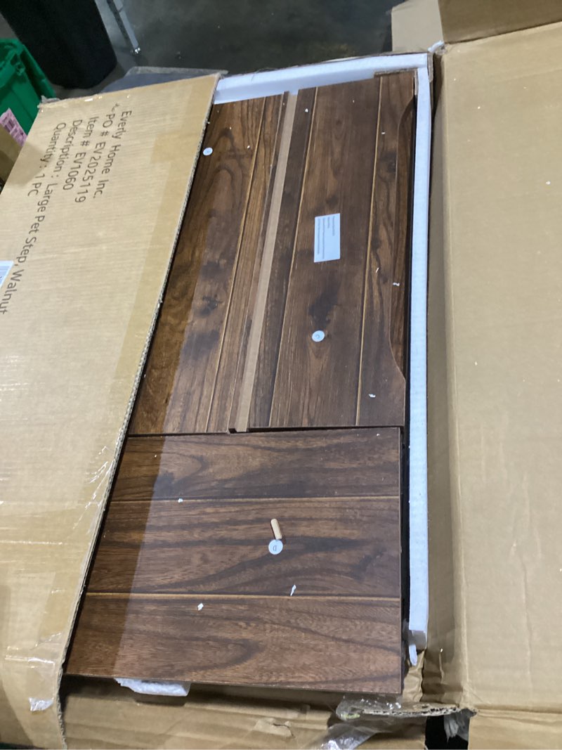 Condition photo showing As Is for beenbkks dog stairs furniture, extra wide wooden pet steps for medium large dogs and cats, non-slip pet ladder for elderly injured pets short legged puppy to reach couch sofa high bed windowsill