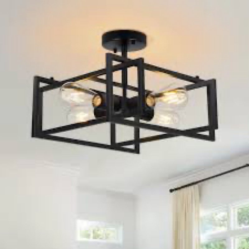 4 - Lights Semi Flush Mount Ceiling Light With Metal Cage