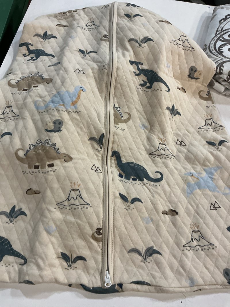 Condition photo showing Good Condition for (Size:XL-18/24 months)Yoofoss Baby Sleep Sack with Sleeves Wearable Blanket Baby Organic Cotton 2-Way Zipper Sleeping Sack, Soft Breathable Durable 18-24 Months Long Sleeve Khaki Dinosaur