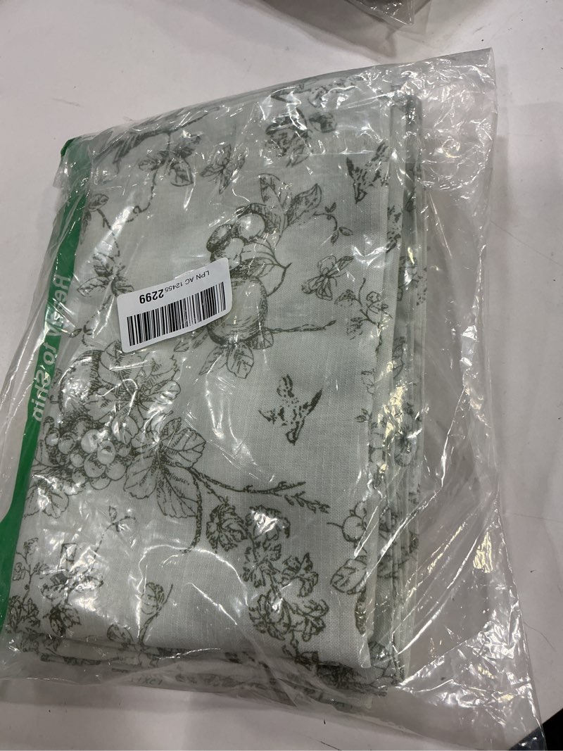 Condition photo showing As Is for vangao linen floral curtains for living room 63 inch length farmhouse sage green bedroom back tab li