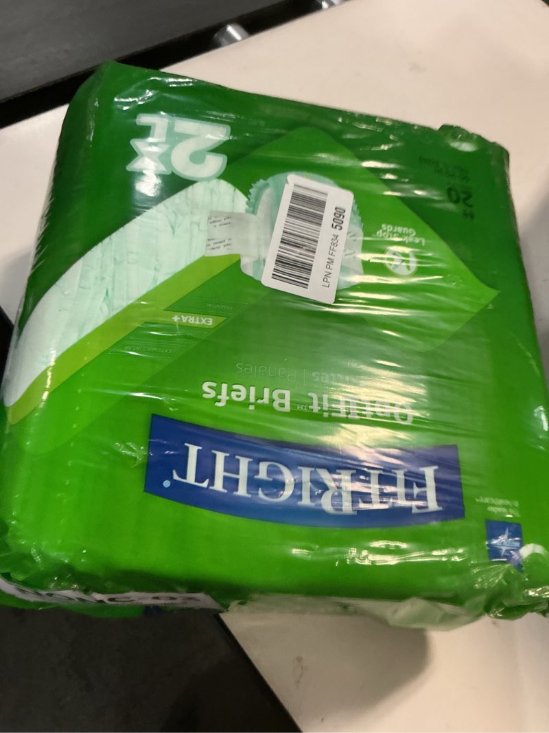Condition photo showing New/Like New for FitRight Extra+ Adult Diapers, Disposable Incontinence Briefs, Leak-Proof Diaper, Absorbent Briefs for Men and Women, Maximum Protection, 2XL, 60 – 70 in, 20 Briefs per Bag 20 Count XX-Large