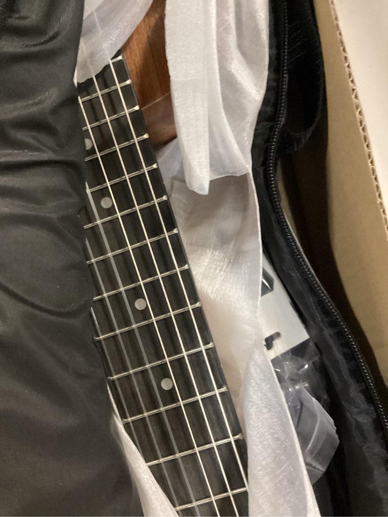 Condition photo showing As Is for ranch guitalele acoustic 28 inch professional 6 strings guitar ukulele small travel classical guitarlele kit for beginners pack bundle gig bag, tuner, strap, strings set