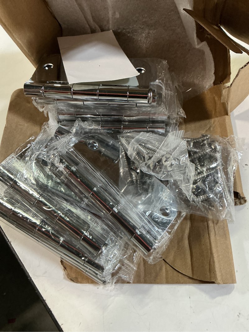 Condition photo showing New/Like New for 12 pack rounded door hinges 3.5 inch 5/8" radius polished chrome hinges for interior doors bedroom house standard 3 1/2 inch door hinges hardware bulk hinge wooden door parts home upgrades decor 12 pack polished chrome
