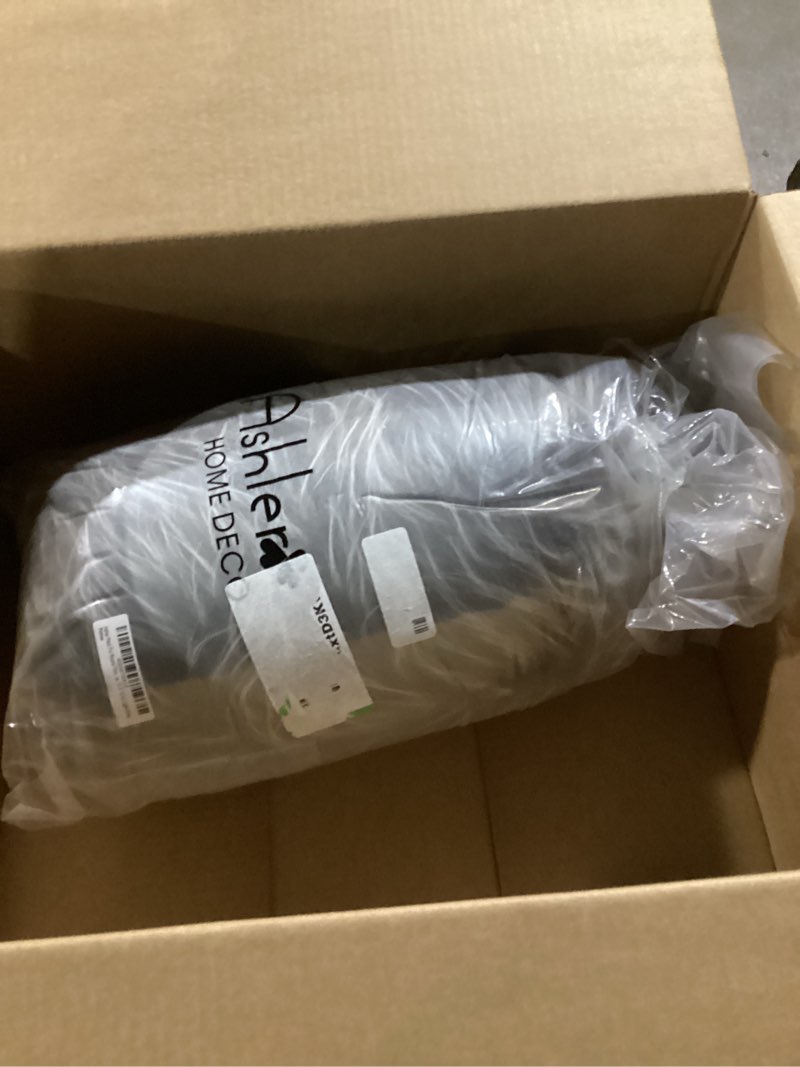 Condition photo showing Good Condition for Ashler Plush Round Pillows, Ball Throw Pillow with Handle, Faux Fur Luxury Soft Decorative Cushion, Modern Home Decor Fluffy Round Pillow for Sofa, Bed, Chair, Dark Blue, 12 x 12 inch 12x12 IN Dark Blue