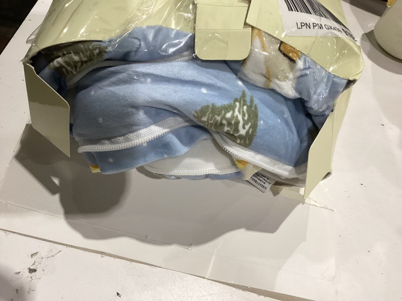 Condition photo showing As Is for baby sleeping bag for cold weather, cozy winter infant sleep sack with zipper for stroller & travel, fleece plush newborn swaddle blanket (0-6 months, blue)