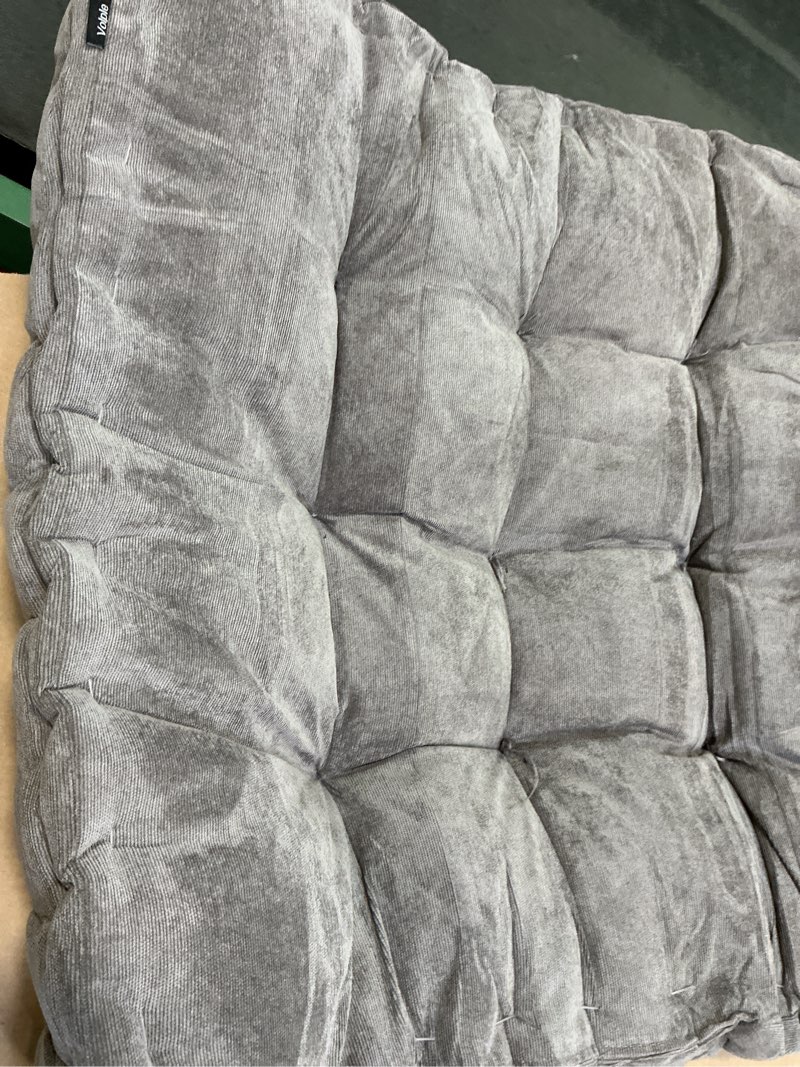 Condition photo showing Good Condition for Degrees of Comfort Meditation Floor Pillow, Square Large Pillows Seating for Adults, Gray Tufted Corduroy Cushions for Outdoor Yoga Tatami Fireplace Living Room, Grey, 22x22 Inch 1 Pack Square | Grey | 1 Pack