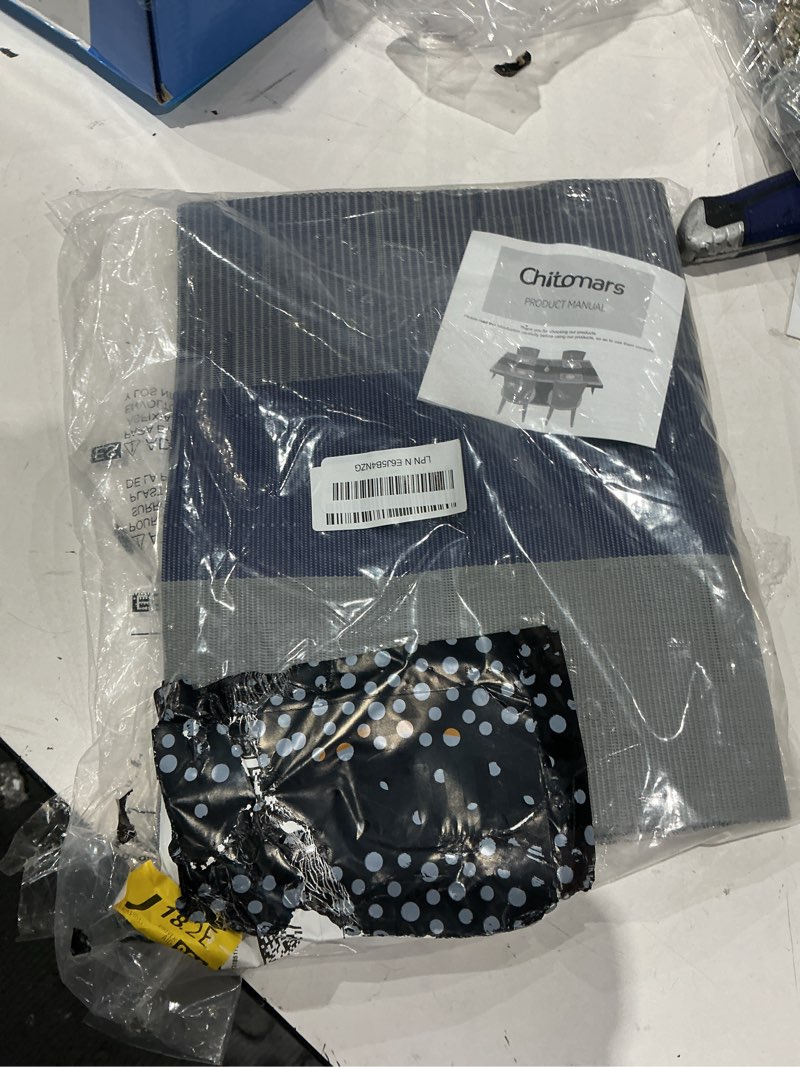 Condition photo showing Good Condition for placemats set of 8, vinyl woven place mats indoor set of 8 washable wipeable pvc table mats heat-resistant non slip plastic placemat for kitchen dining outdoor table (blue gray, set of 8) blue gray set of 8