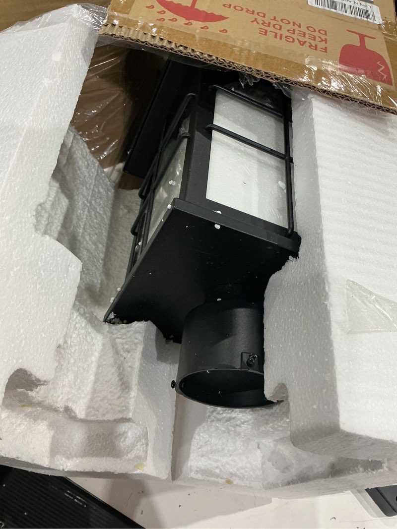 Condition photo showing Good Condition for solar post light outdoor, dusk to dawn outdoor post lamp with pier mount base, 3-in-1 mounting (pier/pole/hanging), wireless black waterproof fence pole light for garden yard patio entryway clear glass