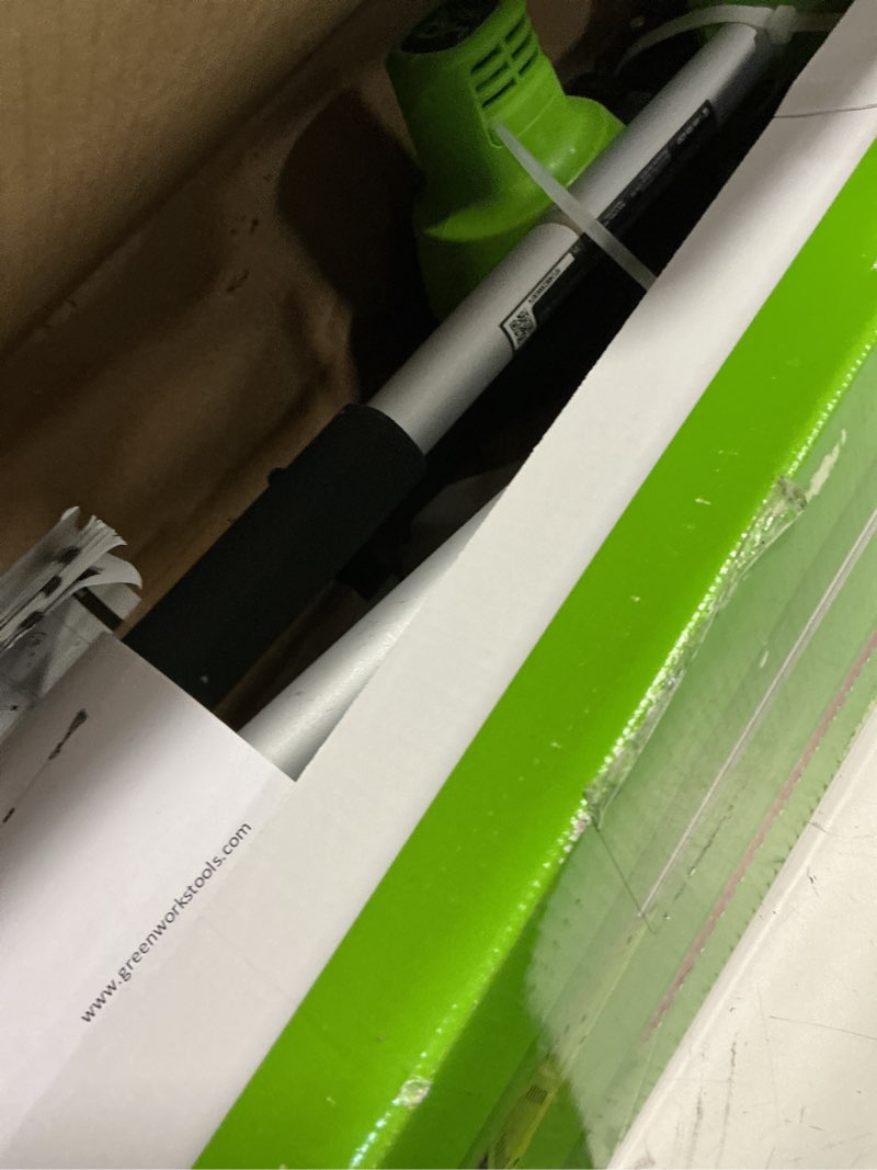 Condition photo showing As Is for greenworks 40v 10" brushless pole saw + pole hedge combo, 2.5ah battery and charger included 10"/20" brushless combo kit (2.5ah battery)