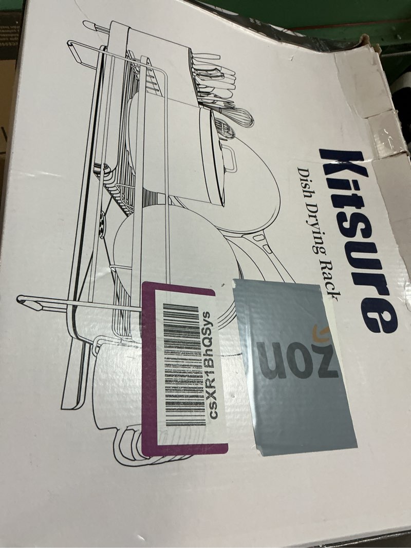 Condition photo showing As Is for Kitsure Large Dish Drying Rack - Extendable Dish Rack, Multifunctional Dish Rack for Kitchen Counter, Anti-Rust Dish Drainers with Cutlery & Cup Holders 19.2"-26.7" L x 12.9" W, Black Standard Black