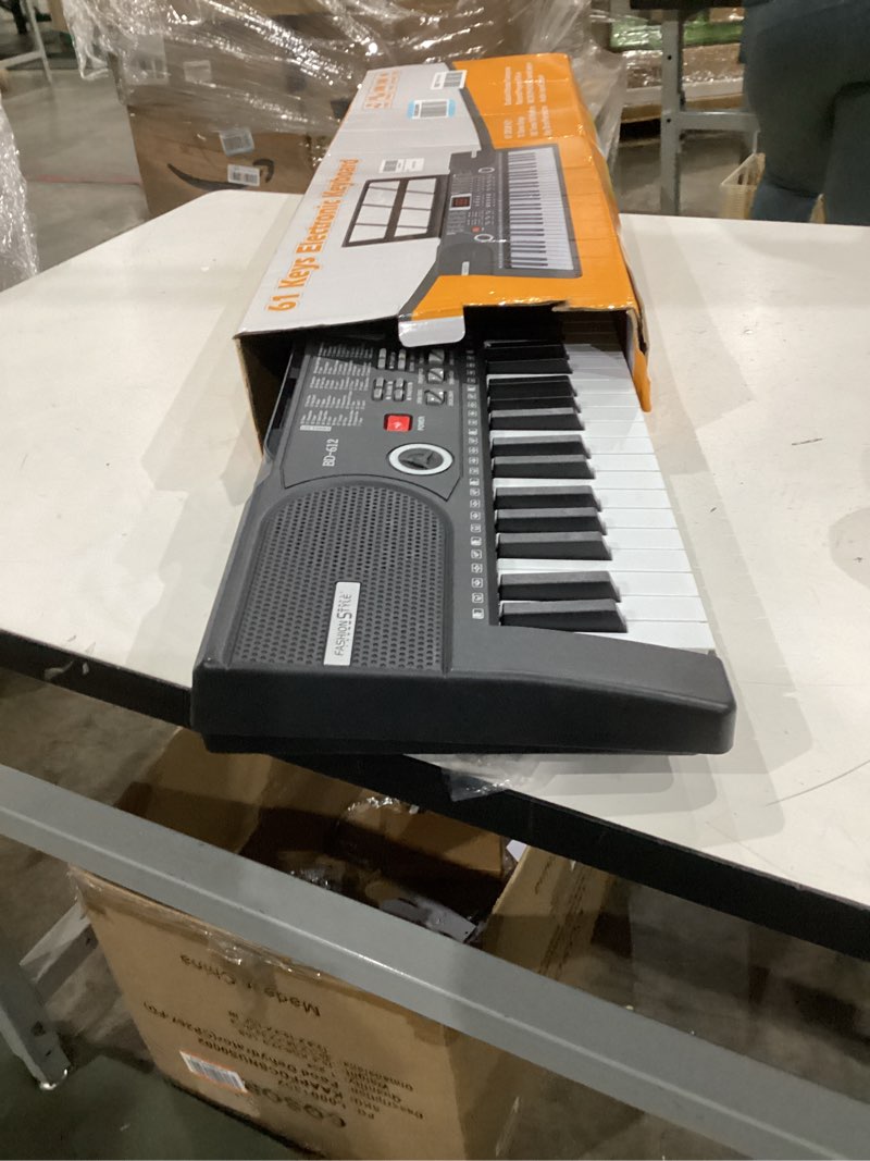 Condition photo showing As Is for 61 keys keyboard piano, electronic digital piano with built-in speaker microphone, sheet stand and power supply, portable piano keyboard gift teaching for beginners