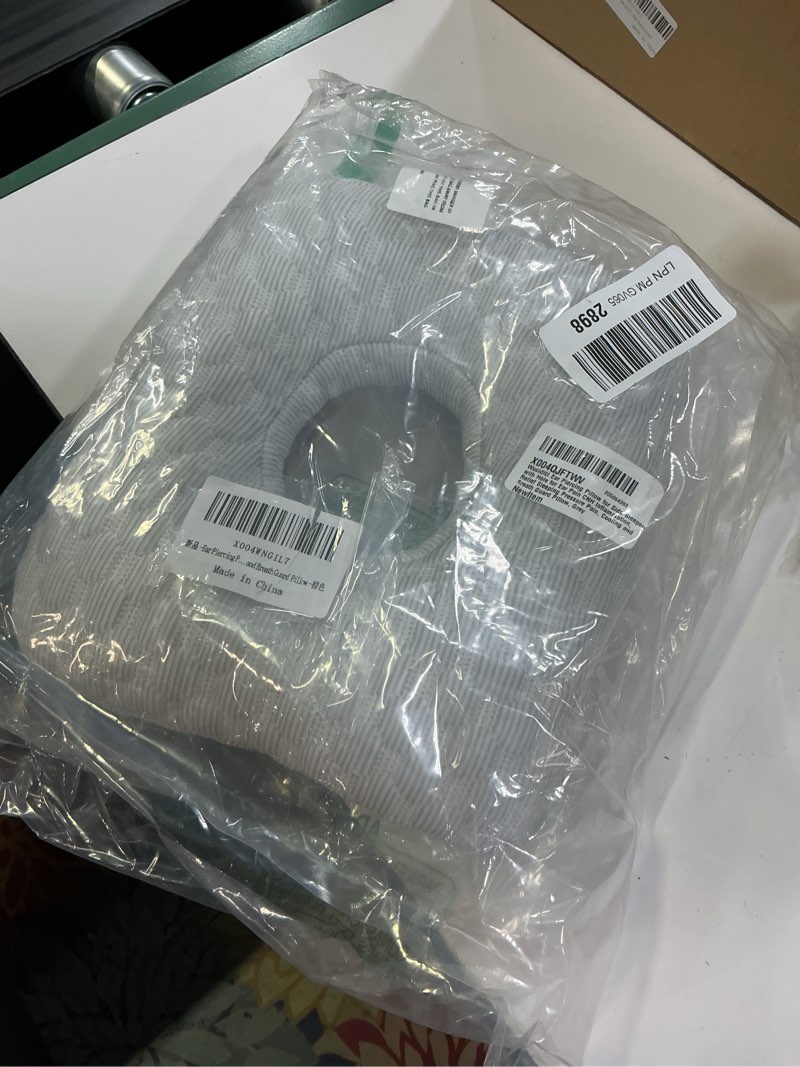 Condition photo showing New/Like New for ear piercing pillow for side sleepers with hole for ear pain cnh inflammation, relief sleeping pressure pain, cooling and breath guard pillow light taupe