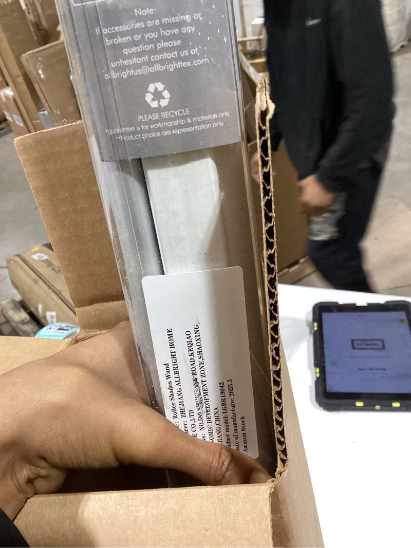 Allbright Linen Roller Shades with Wand Rod, Cordless Fabric Roller Blinds with Thermal Insulated, 1