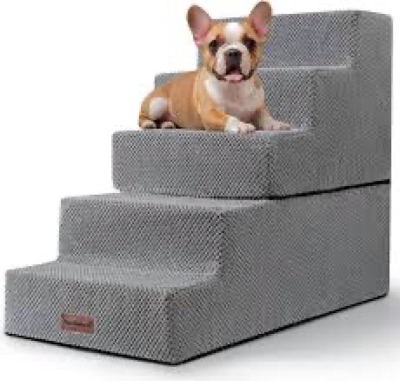 aodisman pet stairs for high bed, 5-step dog stairs for small dogs, indoor non-slip dog steps for ol