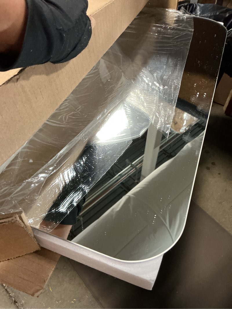 Condition photo showing New/Like New for mcs modern pivot frameless mirror, 20 x 30 inch, brass