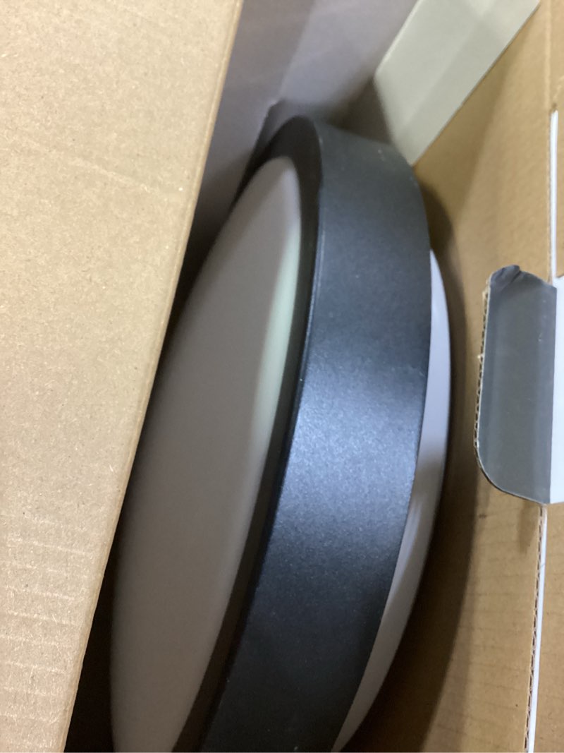 Condition photo showing Good Condition for flush mount led ceiling light, dimmable 5cct modern round close to ceiling lighting fixtures, minimalist black ceiling lamp,15.8 inch 15.8in black