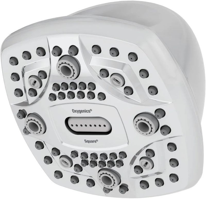 Oxygenics Square 6-Setting Fixed Shower Head 35288