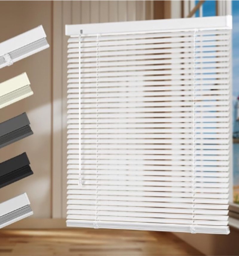 Aluminum Mini Blinds 1 Inch Metal Slat Darkening Venetian Blind New Horizontal Window Blinds Anti-UV Waterproof Venetian Blind for Office Home Windows, White, Custom Size