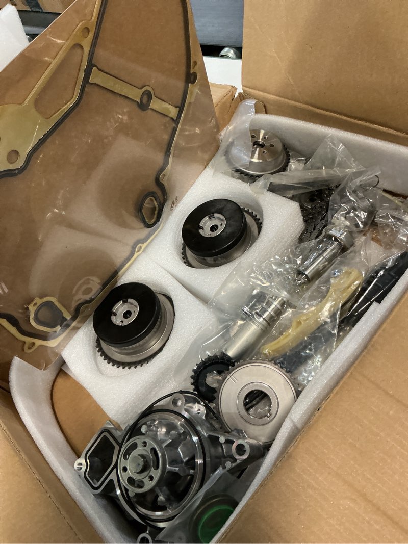 Condition photo showing Good Condition for 2.4 timing chain kit 9-4201s head gasket water/oil pump vct solenoid actuator gear guide rail sprocket for chevy equinox malibu,for buick lacrosse regal verano,for gmc terrain 2.4 2.2l ecotec 9-4201s timing chain water oil pump gasket kit timing chain kit with gasket set water & oil pump