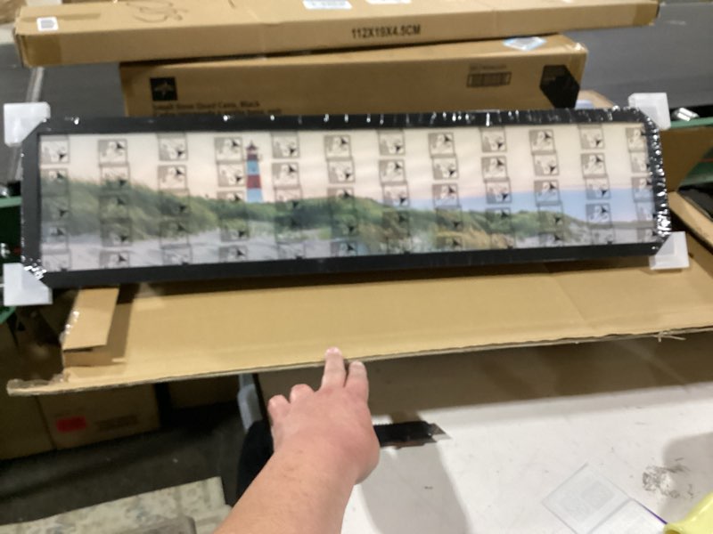 Condition photo showing New/Like New for americanflat 8x36 picture frame in black - engineered wood photo frame with plexiglass and hanging hardware - panoramic picture frame for wall display 8x36 black