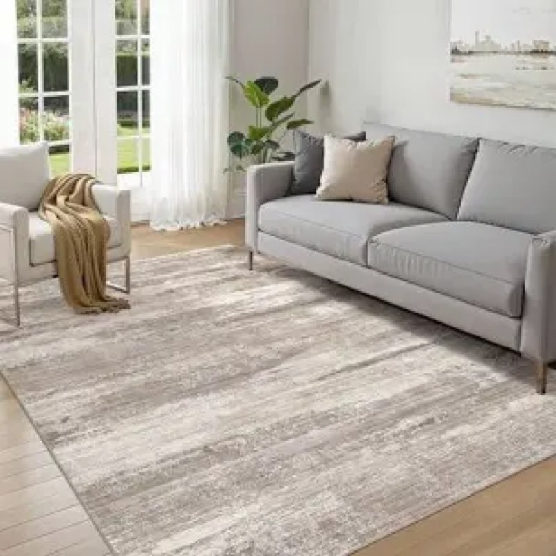 finre?c 6x9 washable area rugs for bedroom living room, low pile thin rug solid color, non-slip carp