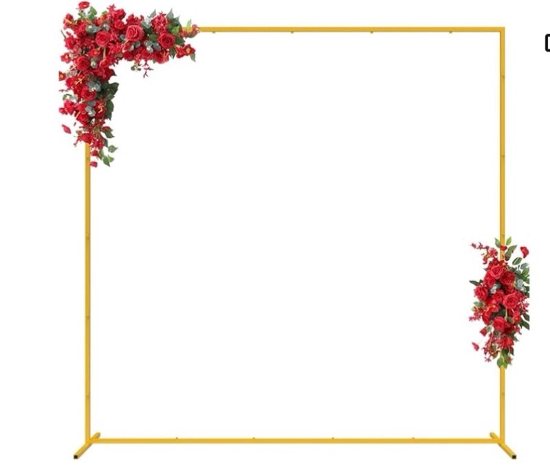 Wedding Arch 6.6FT x 6.6FT Square Backdrop Stand Gold Metal Balloon Arch Stand for Ceremony Wedding 