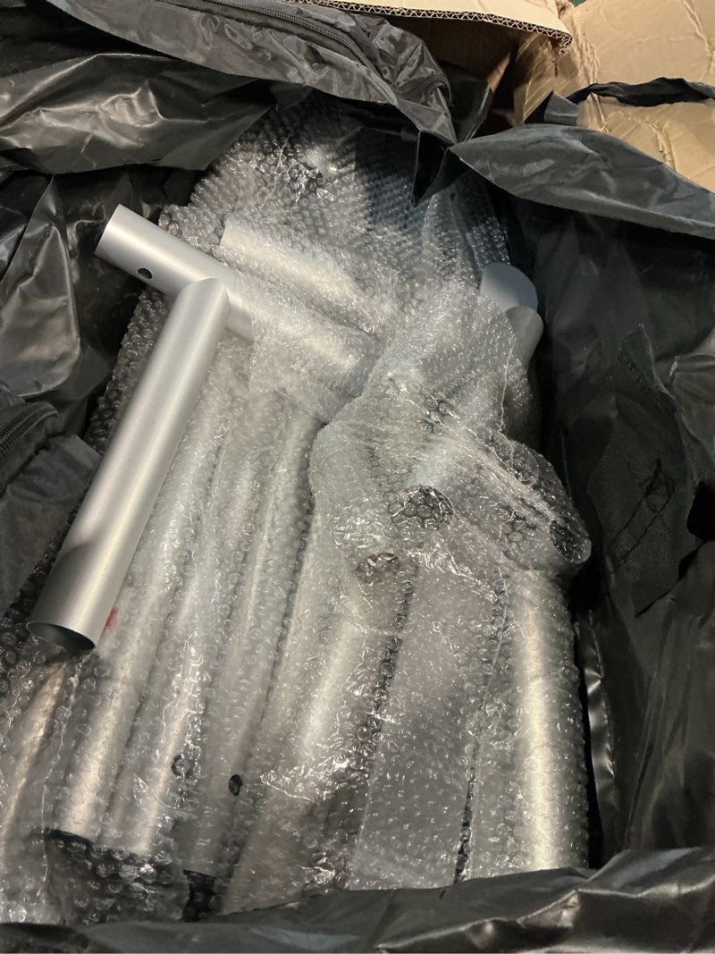 Condition photo showing As Is for Extend Vertical Fabric Display Banner Stand 4' W x 8' H Portable Multi-purpose Poster Backdrop Wedding Banner Holder for Indoor Outdoor Advertising Anniversary Party, Hardware Only