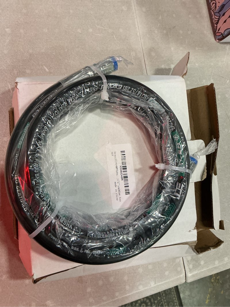 Condition photo showing Good Condition for heroson 26711-04-04rw hydraulic hose swivel assembly 1/4 ” hydraulic hose with female jlc x female jlc 72 ”long5800 psi, black 04-72 in