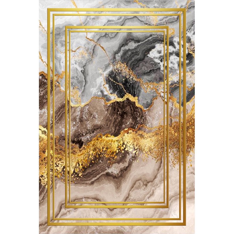 Marciano Toile Machine Made Flatweave Polyester Area Rug In Gold/Gri