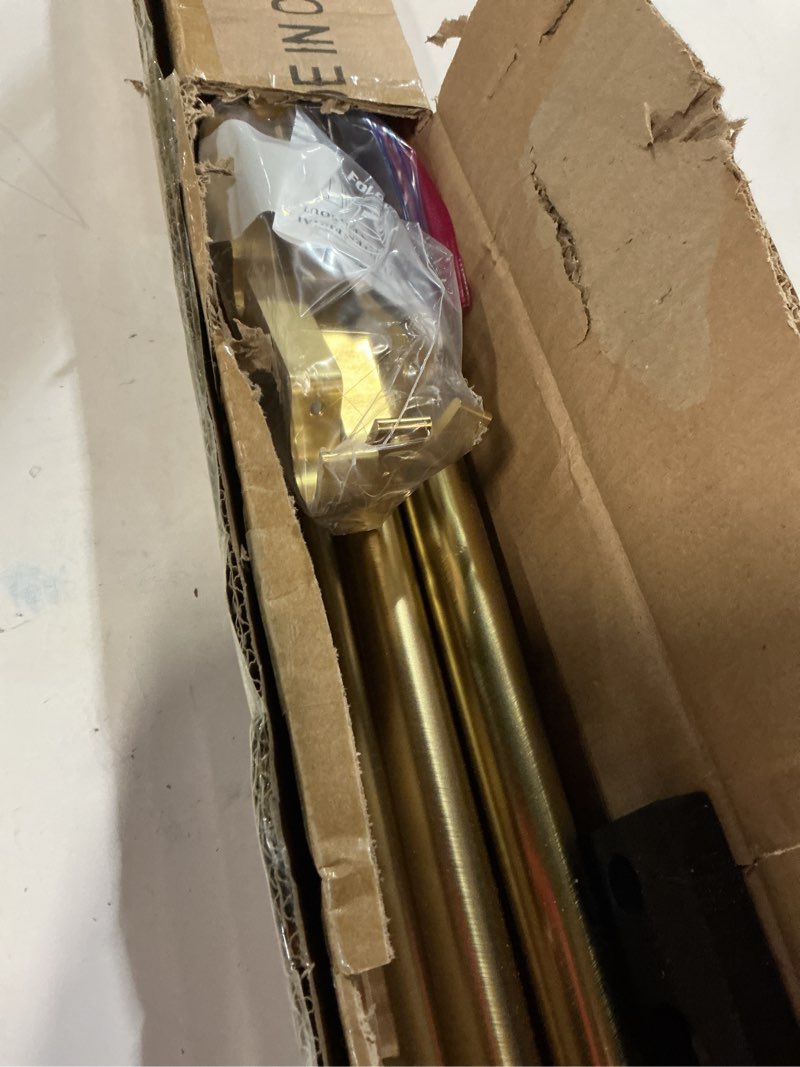 Condition photo showing Good Condition for Double Curtain Rods 72-144 Inches for Windows, 1 Inch Diameter Adjustable Heavy Duty Drapery Rod with Aluminum Alloy Brackets and Finials, Modern Stylish Dual Curtains Rod, Brushed Gold Brushed Gold 72"-144"