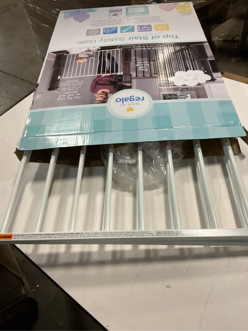 Condition photo showing As Is for regalo 1250 38.5-in x 28.75-in hardware mounted white metal safety gate