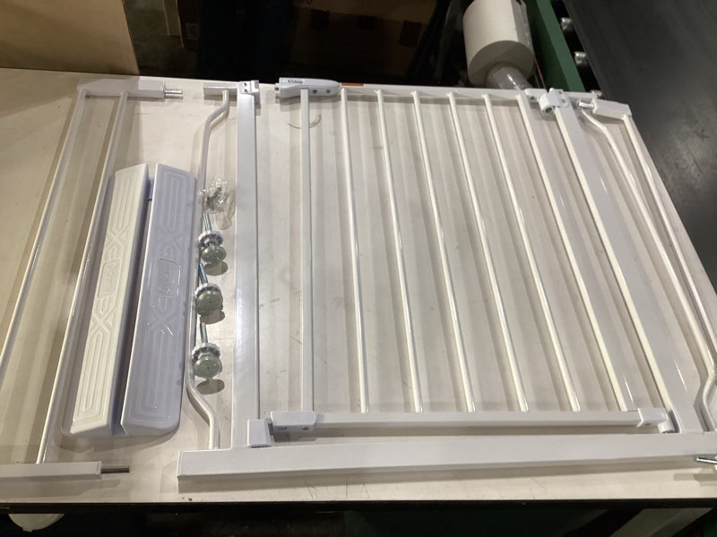 Condition photo showing Good Condition for baby gate no drilling, 29"-40" auto close dog gate indoor for doorways & stairs, pressure mounted adjustable pet gate, easy walk through child gate for children & pets stroller friendly, white