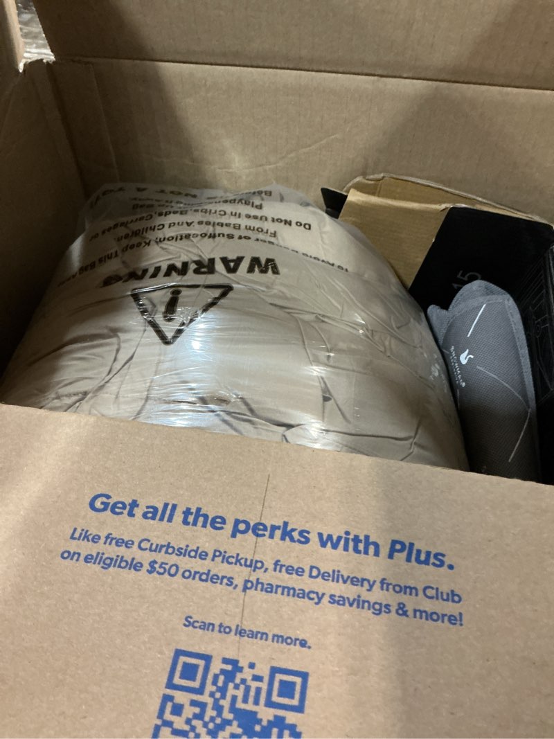 Condition photo showing As Is for SNOWMAN Premium Down Comforter King Size, Luxurious All Season Duvet Insert with Cotton Blended Fabric, 44oz Fill Weight 3D Baffle Box Design Hotel Bedding Comforter (Khaki,106"x90") All Season King Khaki