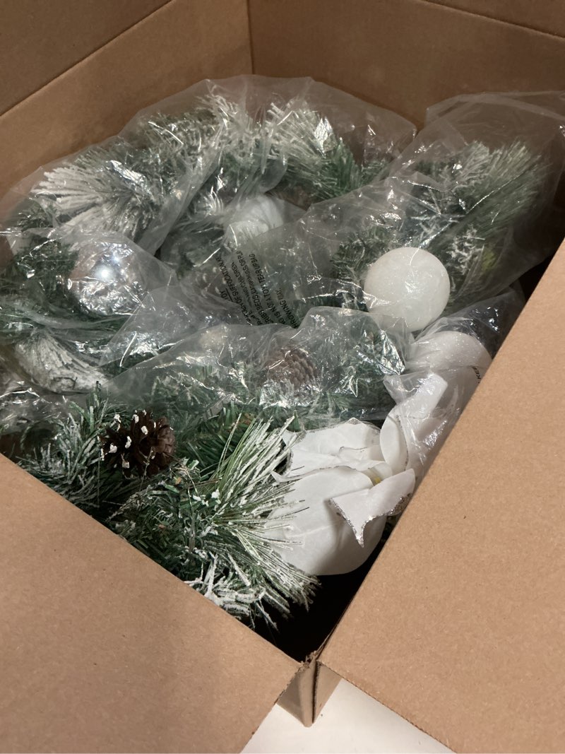 Condition photo showing Good Condition for Christmas Garland with Led Lights,9FT Artificial Real Tough Garland,100 LED Lights, Suitable for Fireplace, Wall, Staircase, Indoor and Outdoor Holiday Decoration Grey