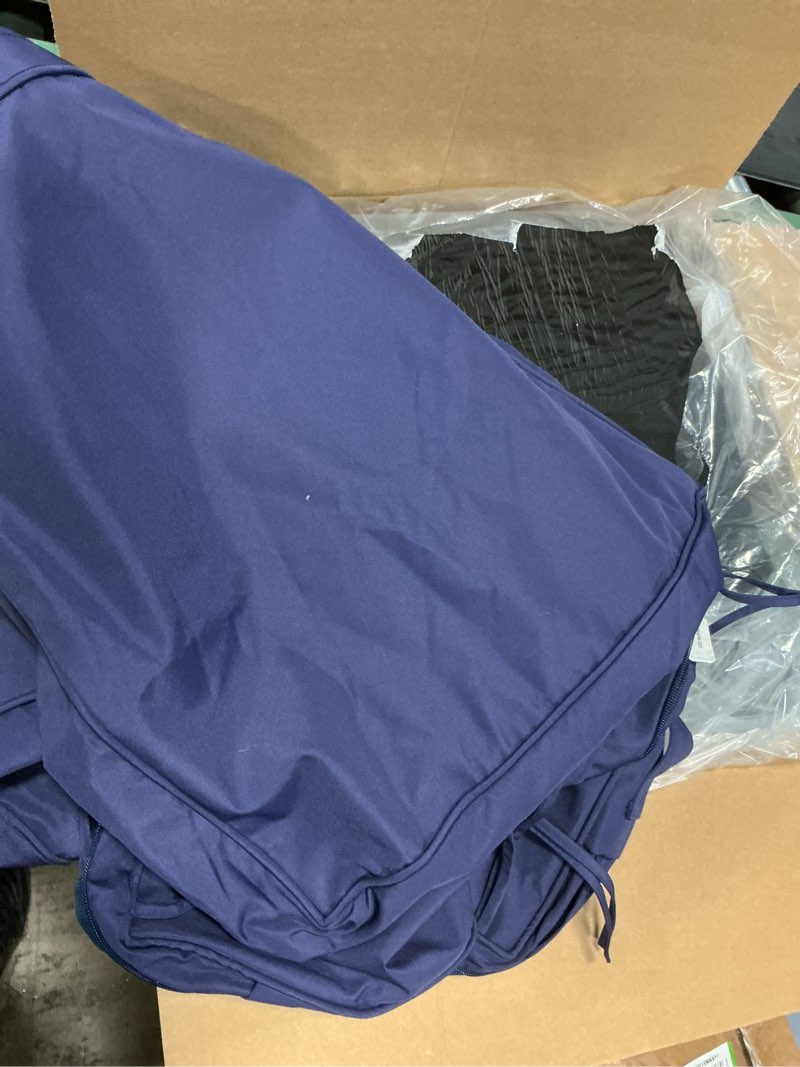 Condition photo showing Good Condition for Patio Chair Cushions, 19" x 19" x 3" Outdoor Chair Cushions Set of 4, Waterproof Outdoor Cushions for Patio Furniture, Outdoors Seat Cushions Set of 4 with Handle and Ties, Navy Blue Navy Blue 19*19+3"