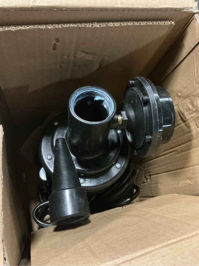 Condition photo showing As Is for automatic utility sink pump directly installed under the sink, gravity free drainage laundry pump 115v heavy duty thermoplastic with drainage filter screen & check valve and ball valve