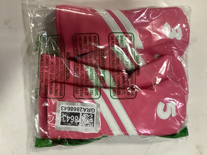 Condition photo showing New/Like New for Golf Club Head Covers for Fairway Woods Driver Hybrids, 4pcs Premium PU Leather Women Golf Headcovers Set with No.Tags1 3 5 X.(Rose Red)