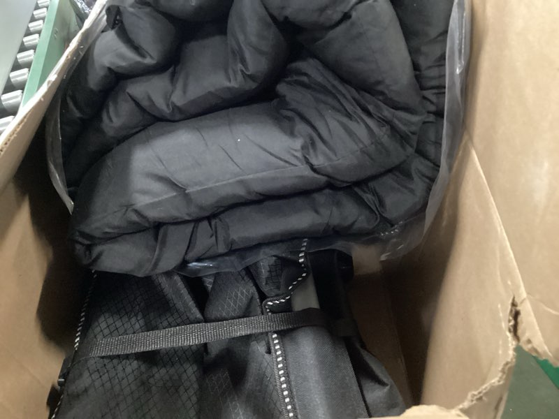 Condition photo showing As Is for ( incomplete missing carrying bag ) Suteck Camping Cot, Folding Camping Cot Bed for Adults Sleeping 1200D Double Layer Oxford Portable Folding Outdoor Cots for Camping W/Soft Pad Carry Bag for Home Office Nap Beach Travel 75\"×28\"×15\" Black Cot & Jet Black Pad